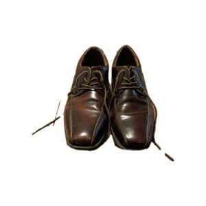 Florsheim Men's 9.5D Cognac Brown Leather Bike Toe Oxford Dress Shoes Lace-Up